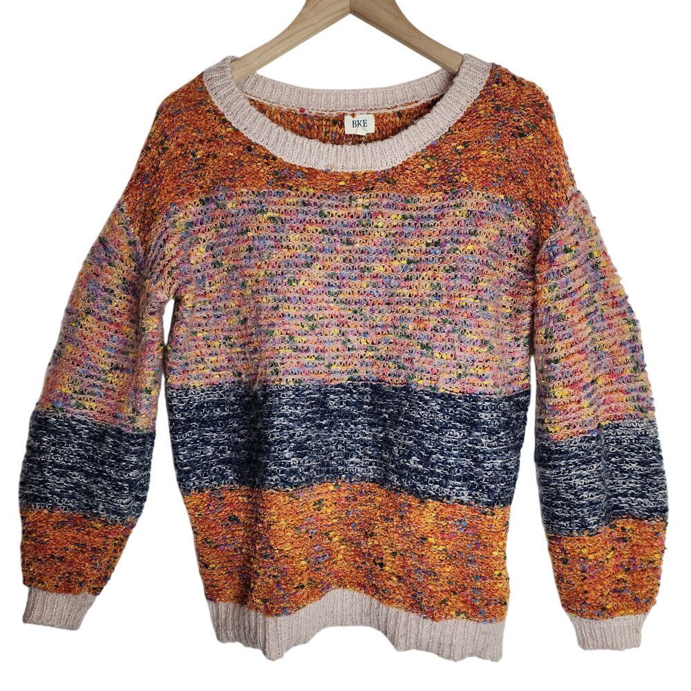 BKE Sweater Women's Small Knit‎ Long Sleeve Yarn Crew Neck Pullover Multicolor